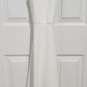 Zara X Back Open Back Linen Blend Midi Dress White wBias Cut Skirt